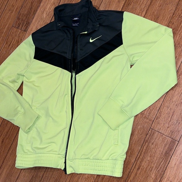 Nike neon YELLOW zip jacket womens XL gray black Polyester workout athletic COAT - Picture 12 of 13